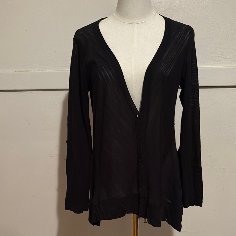 Splendid Sheer Black Long Sleeve Top
